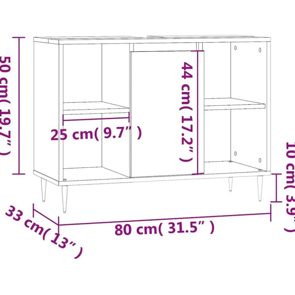 vidaXL - Badkamerkast 80x33x60 cm bewerkt hout grijs sonoma eikenkleurig