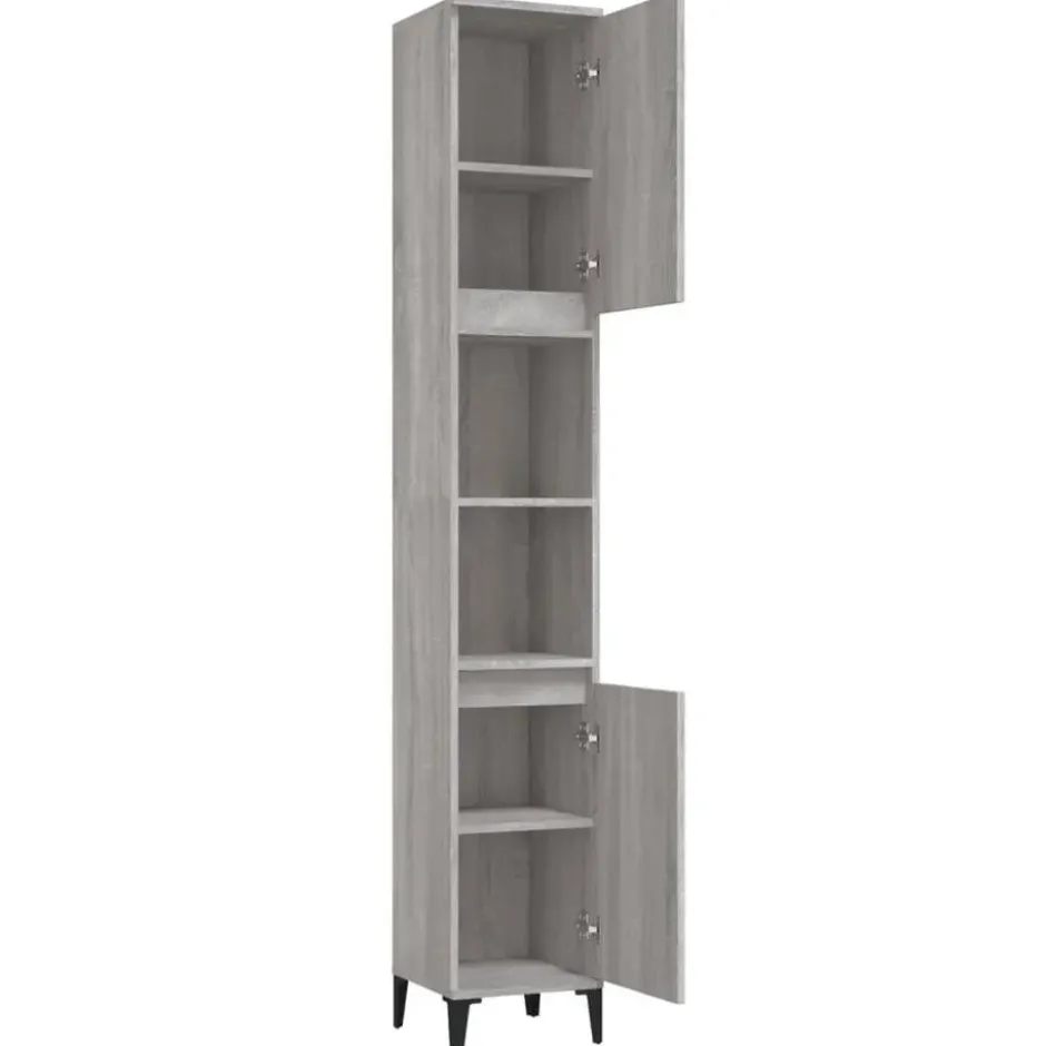 vidaXL - Badkamerkast 30x30x190 cm bewerkt hout grijs sonoma eikenkleur