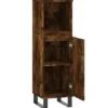 vidaXL - Badkamerkast 30x30x100 cm bewerkt hout gerookt eikenkleurig