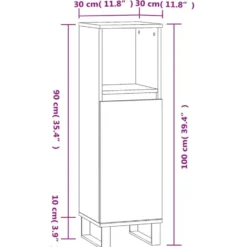 vidaXL - Badkamerkast 30x30x100 cm bewerkt hout gerookt eikenkleurig