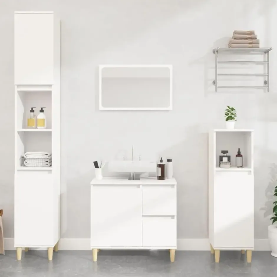 vidaXL - Badkamerkast 30x30x190 cm bewerkt hout wit