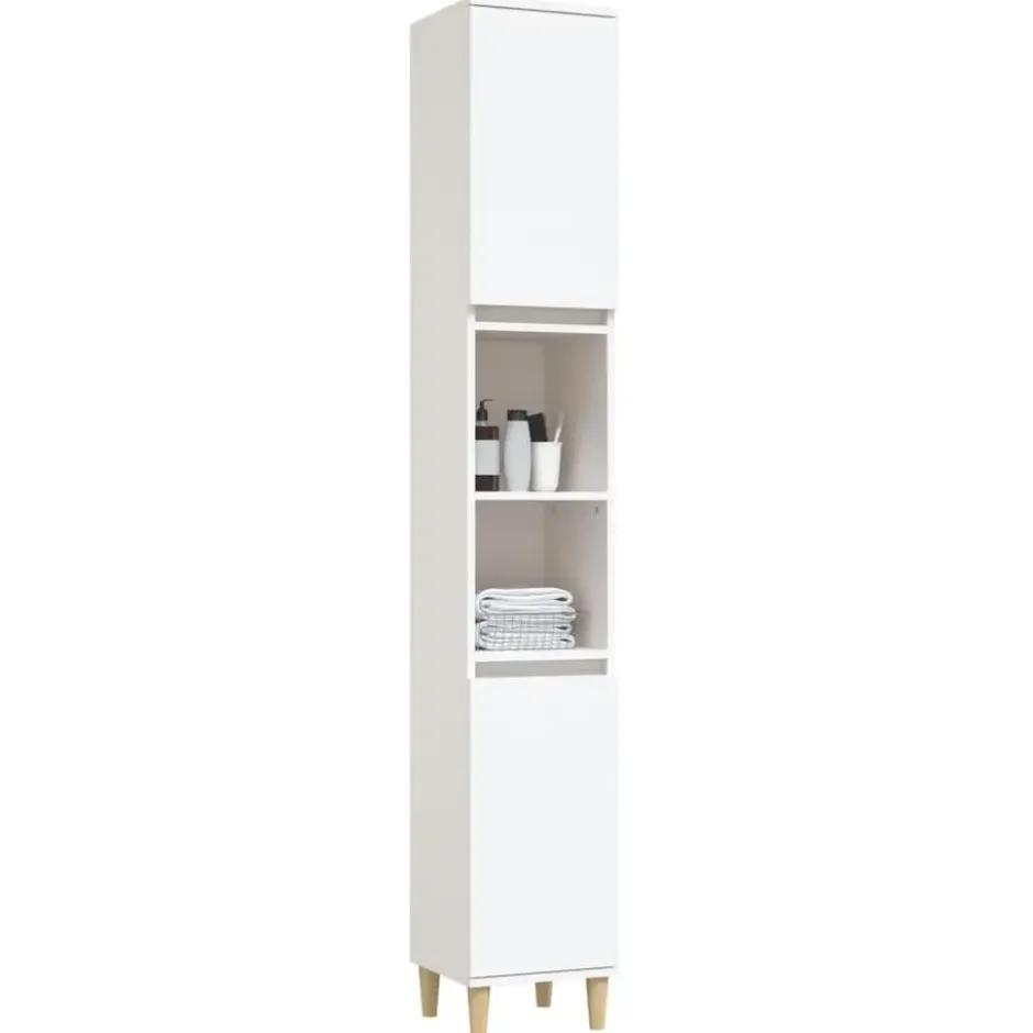 vidaXL - Badkamerkast 30x30x190 cm bewerkt hout wit