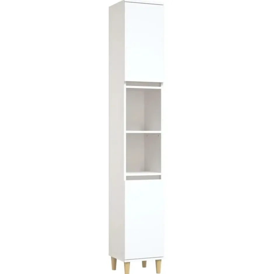 vidaXL - Badkamerkast 30x30x190 cm bewerkt hout wit