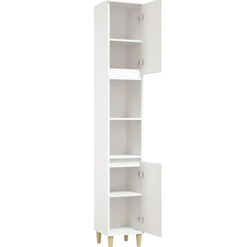 vidaXL - Badkamerkast 30x30x190 cm bewerkt hout wit