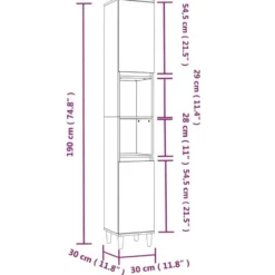 vidaXL - Badkamerkast 30x30x190 cm bewerkt hout wit