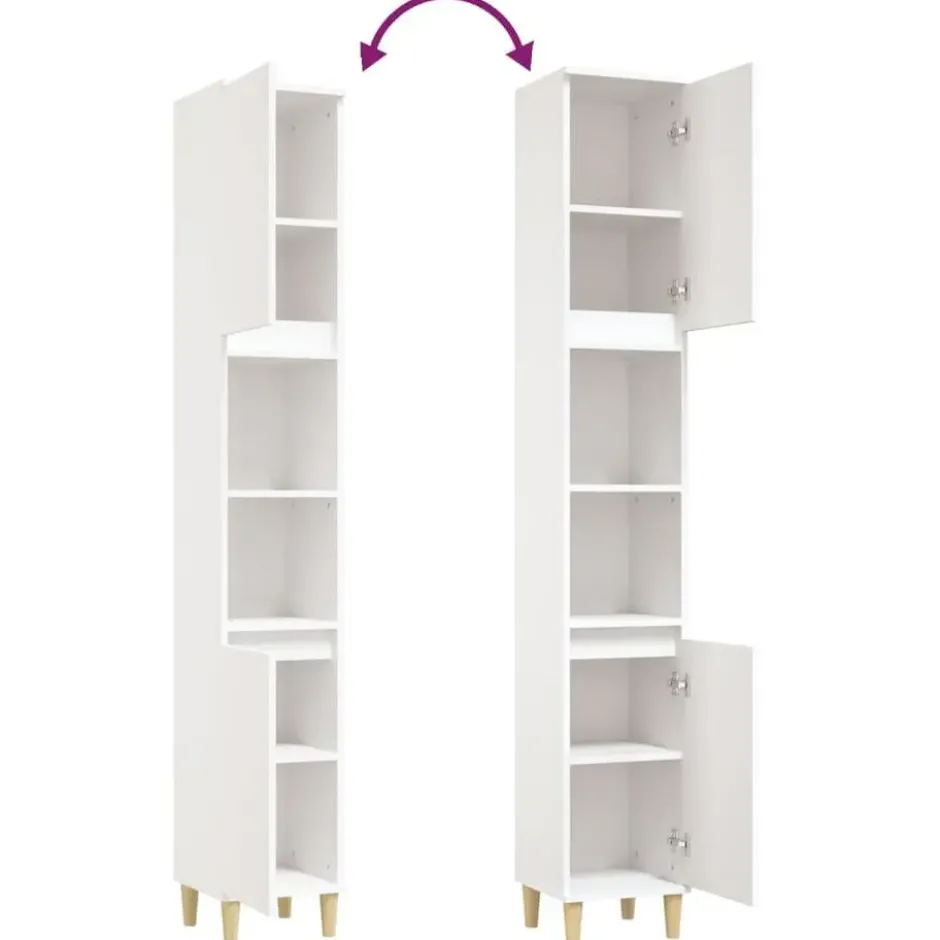 vidaXL - Badkamerkast 30x30x190 cm bewerkt hout wit