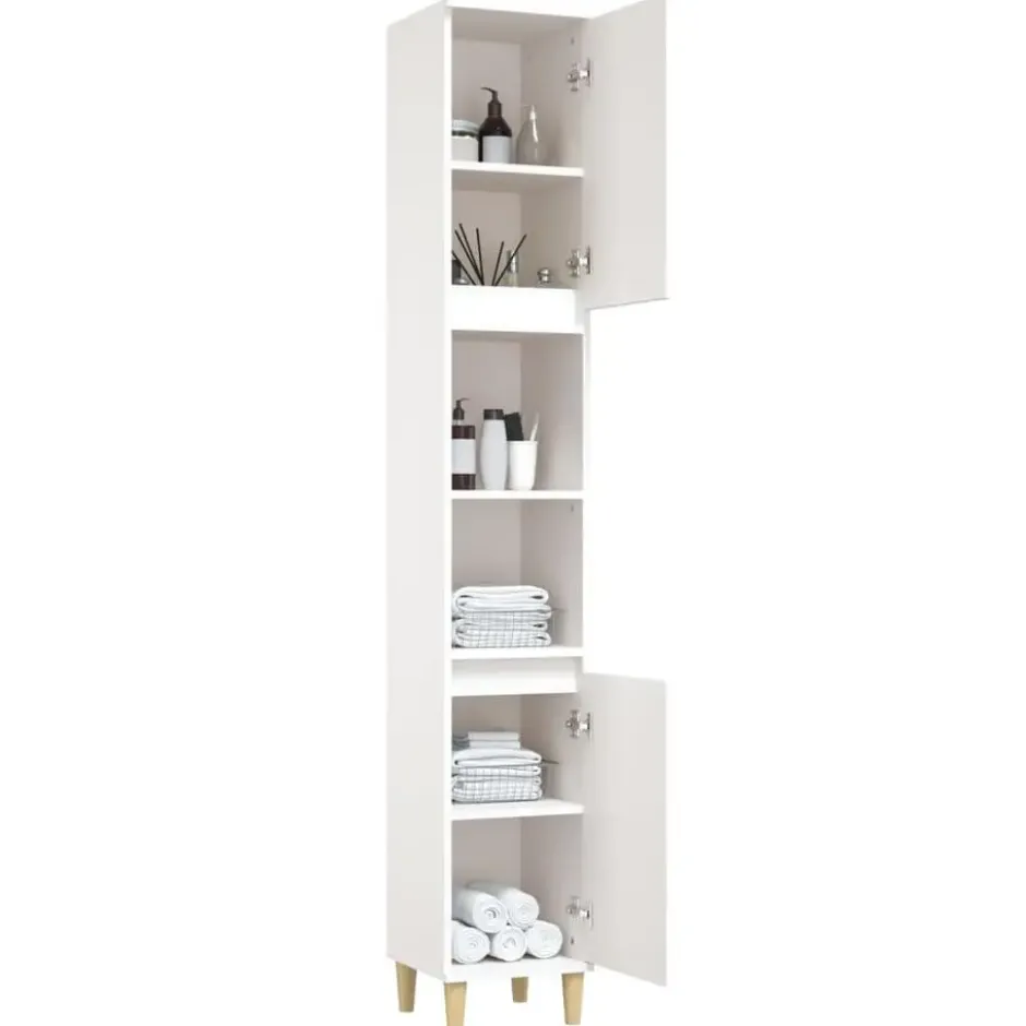 vidaXL - Badkamerkast 30x30x190 cm bewerkt hout wit