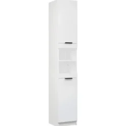vidaXL - Badkamerkast 32x34x188,5 cm bewerkt hout wit