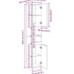 vidaXL - Badkamerkast 32x34x188,5 cm bewerkt hout wit