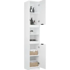 vidaXL - Badkamerkast 32x34x188,5 cm bewerkt hout wit