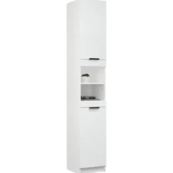 vidaXL - Badkamerkast 32x34x188,5 cm bewerkt hout wit