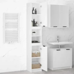 vidaXL - Badkamerkast 32x34x188,5 cm bewerkt hout wit