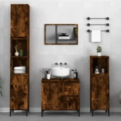 vidaXL - Badkamerkast 30x30x190 cm bewerkt hout gerookt eikenkleurig