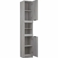 vidaXL - Badkamerkast 32x34x188,5 cm bewerkt hout grijs sonoma eiken