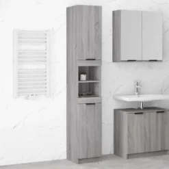 vidaXL - Badkamerkast 32x34x188,5 cm bewerkt hout grijs sonoma eiken