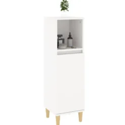 vidaXL - Badkamerkast 30x30x100 cm bewerkt hout wit