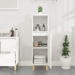 vidaXL - Badkamerkast 30x30x100 cm bewerkt hout wit
