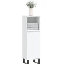 vidaXL - Badkamerkast 30x30x100 cm bewerkt hout wit kast
