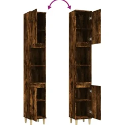 vidaXL - Badkamerkast 30x30x190 cm gerookt eikenkleurig bewerkt hout