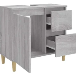 vidaXL - Badkamerkast 65x33x60 cm grijs sonoma eikenkleurig bewerkt hout