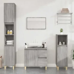 vidaXL - Badkamerkast 65x33x60 cm grijs sonoma eikenkleurig bewerkt hout