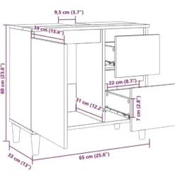 vidaXL - Badkamerkast 65x33x60 cm grijs sonoma eikenkleurig bewerkt hout