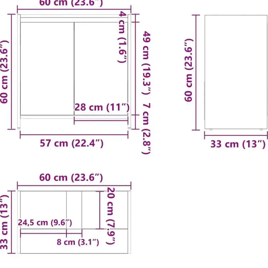 VIDAXL Badkamerkast 60x33x61 cm spaanplaat wit