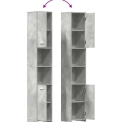 VIDAXL Badkamerkast 30x30x183,5 cm spaanplaat betongrijs