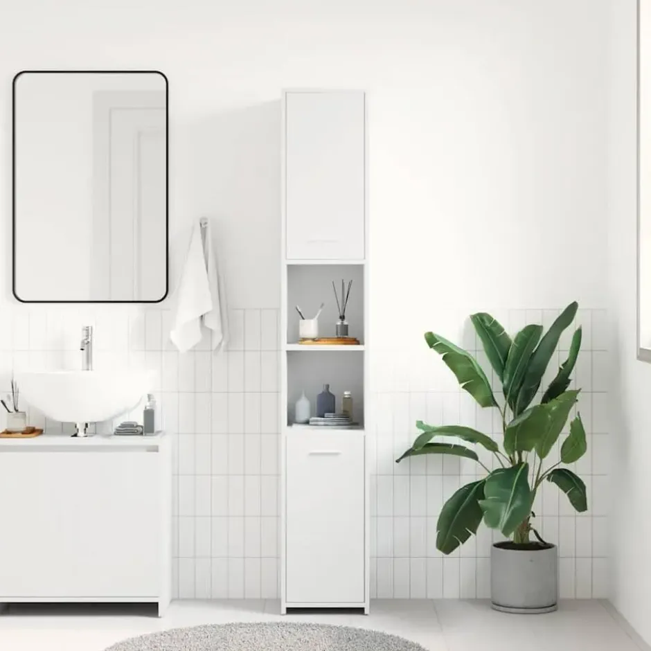 VIDAXL Badkamerkast 30x30x183,5 cm spaanplaat wit