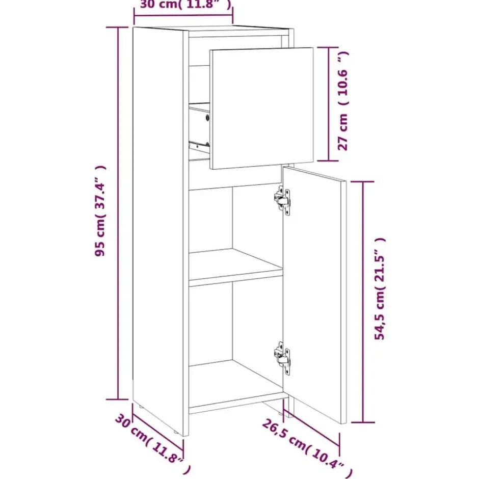 VIDAXL Badkamerkast 30x30x95 cm spaanplaat wit