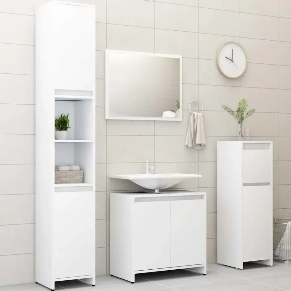 VIDAXL Badkamerkast 30x30x95 cm spaanplaat wit