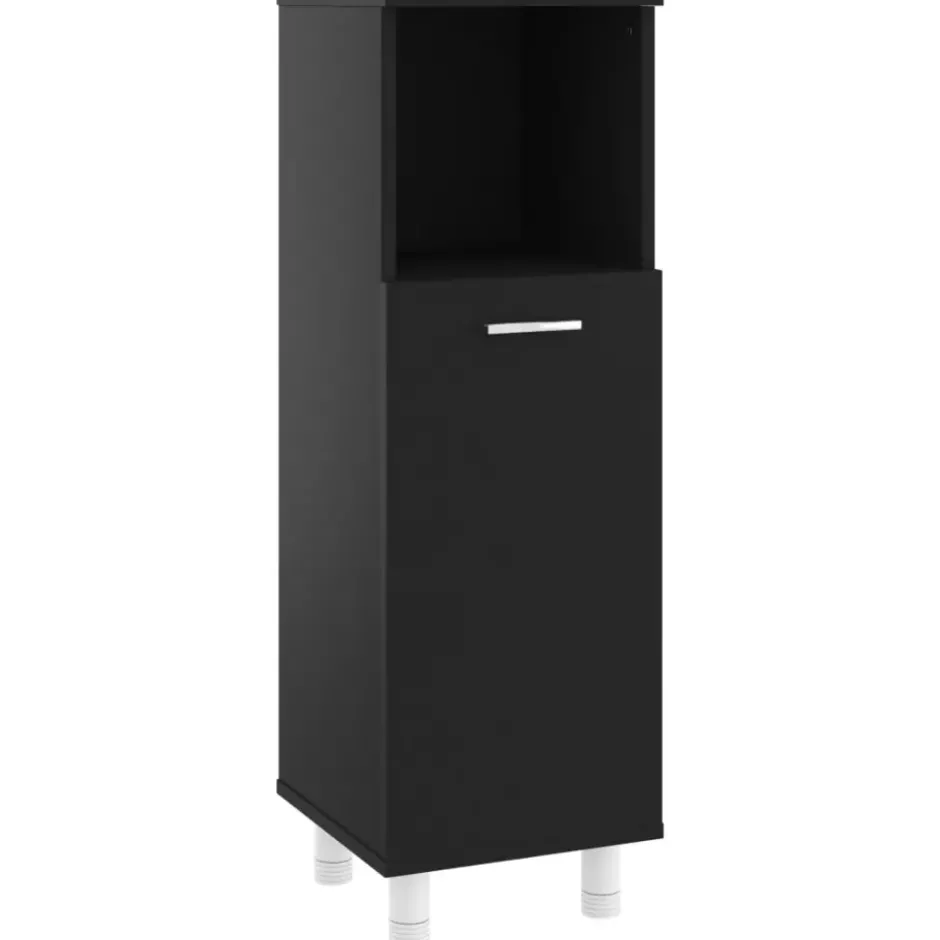vidaXL - Badkamerkast - Zwart - Bewerkt hout