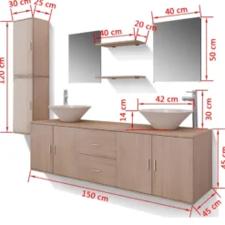 vidaXL - Badkamer Meubel - Beige - Bewerkt hout