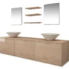 vidaXL - Badkamer Meubel - Beige - Bewerkt hout