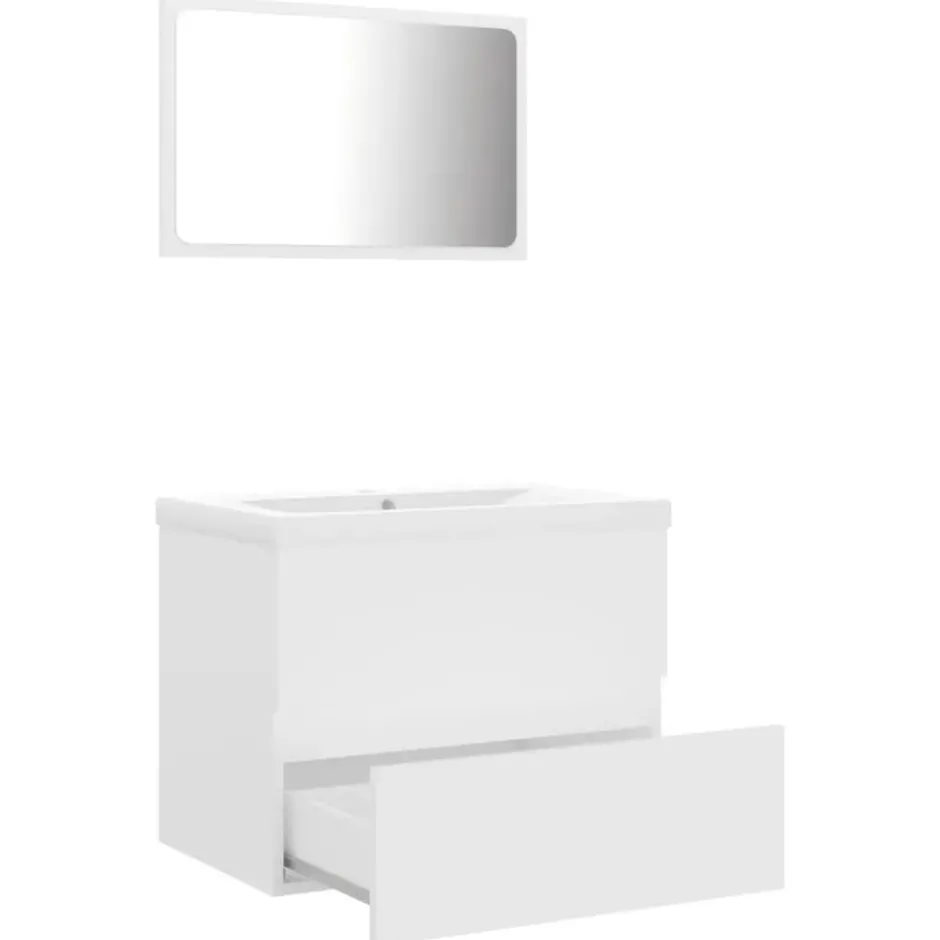 vidaXL - Badkamermeubelset - Wit - Bewerkt hout - 60 x 38.5 x 45 cm