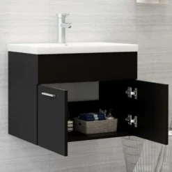 vidaXL - Badkamermeubelset - Zwart - Bewerkt hout - 60 x 38.5 x 46 cm