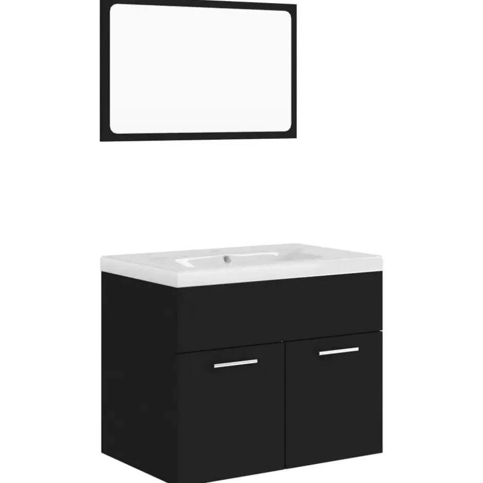 vidaXL - Badkamermeubelset - Zwart - Bewerkt hout - 60 x 38.5 x 46 cm