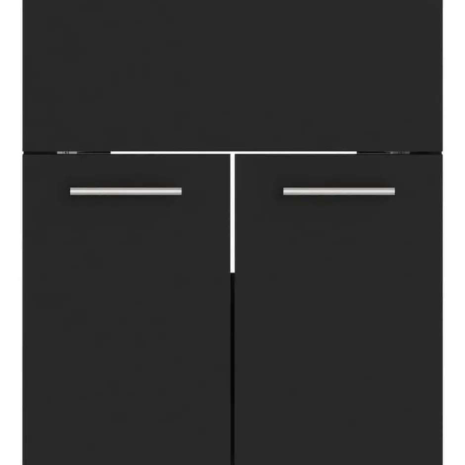 vidaXL - Badkamermeubelset - Zwart - Bewerkt hout - 41 x 38.5 x 46 cm