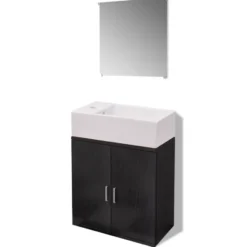 vidaXL - Badkamer Meubel - Zwart - Bewerkt hout