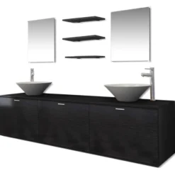 vidaXL - Badkamer Meubel - Zwart - Bewerkt hout