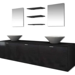 vidaXL - Badkamer Meubel - Zwart - Bewerkt hout