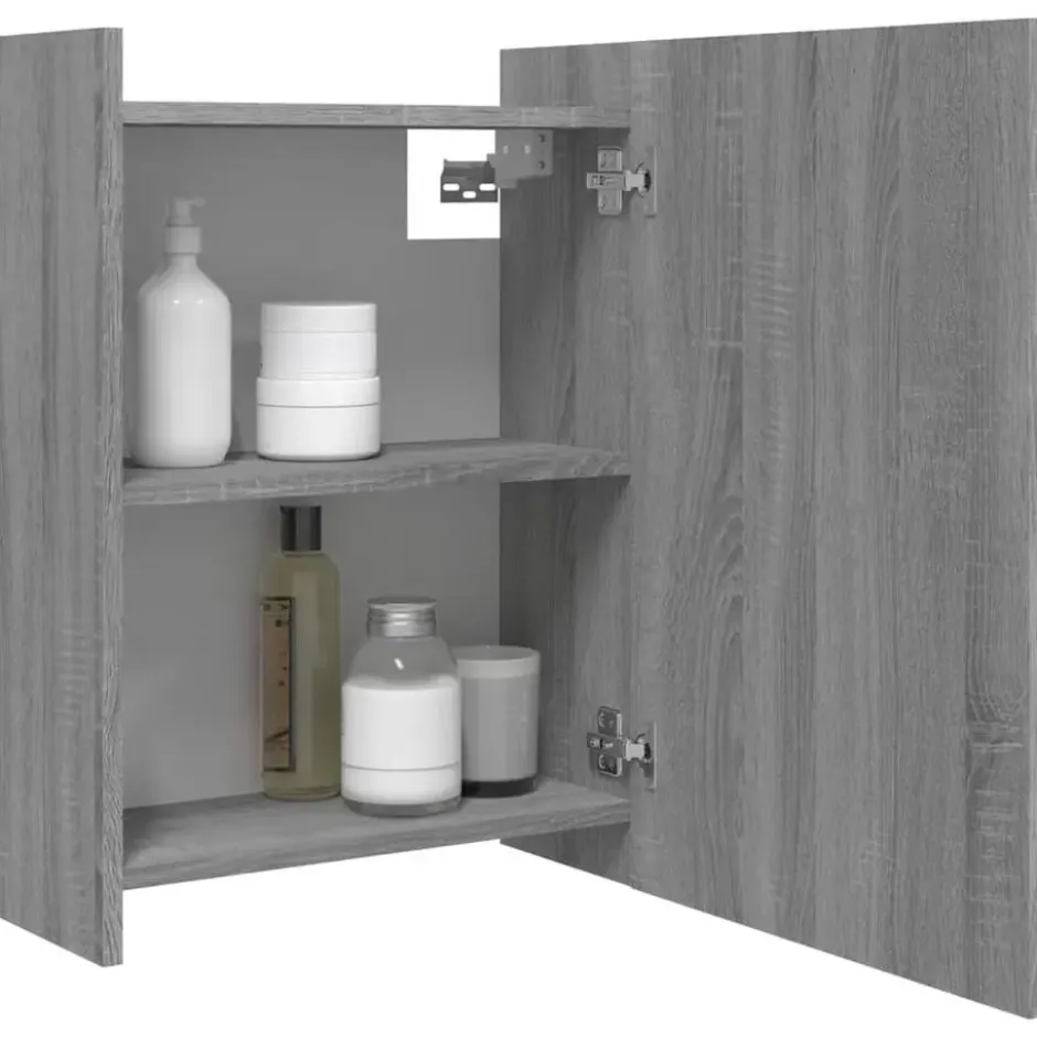 vidaXL - Badkamerspiegelkast 62,5x20,5x64 cm bewerkt hout grijs sonoma
