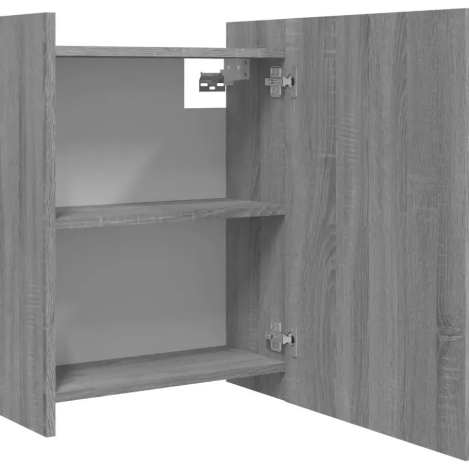 vidaXL - Badkamerspiegelkast 62,5x20,5x64 cm bewerkt hout grijs sonoma