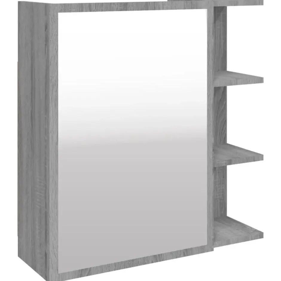 vidaXL - Badkamerspiegelkast 62,5x20,5x64 cm bewerkt hout grijs sonoma