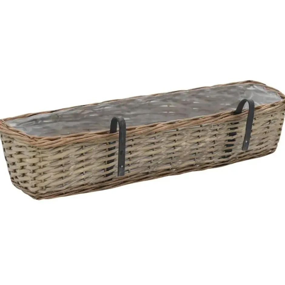 vidaXL - Balkonbakken 80x20x15 cm wicker met PE voering 2 Stuks