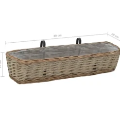 vidaXL - Balkonbakken 80x20x15 cm wicker met PE voering 2 Stuks