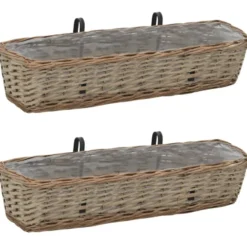 vidaXL - Balkonbakken 80x20x15 cm wicker met PE voering 2 Stuks