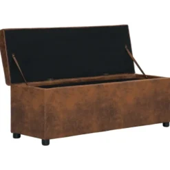 vidaXL - Bank - Bruin - Kunstleer - 116 cm