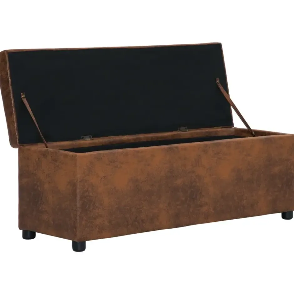 vidaXL - Bank - Bruin - Kunstleer - 116 cm