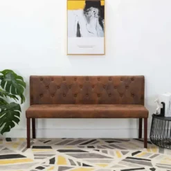 vidaXL - Bank - Bruin - Suède - 148.5 cm
